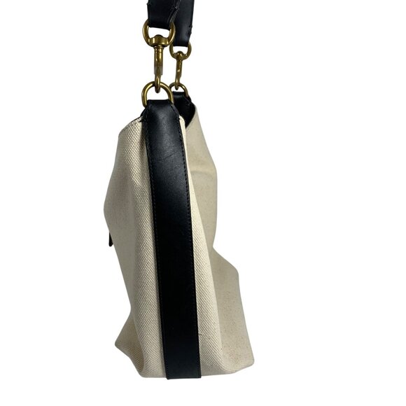 J.Crew Canvas Leather Crossbody Shoulder Bag Detachable Strap Brass Hardware EUC - Picture 2 of 8